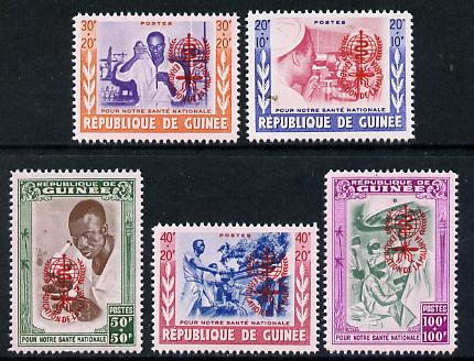 Guinea - Conakry 1962 National Helath set of 5 opt'd for Malaria Eradication in red unmounted mint, Mi 95-99a
