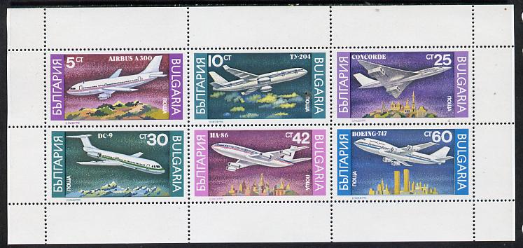 Bulgaria 1990 Airplanes sheetlet containing set of 6 unmounted mint, SG 3705-10 (Mi 3858-63)