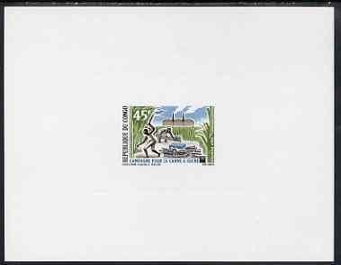 Congo 1967 Sugar Production 45f deluxe sheet in issued colours on sunked card, as SG 122
