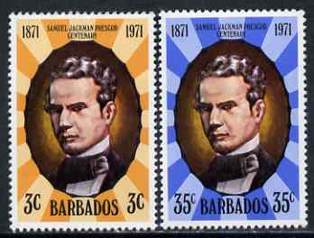 Barbados 1971 Death Centenary of Samuel Jackman Prescod (politician) perf set of 2 unmounted mint, SG 434-5