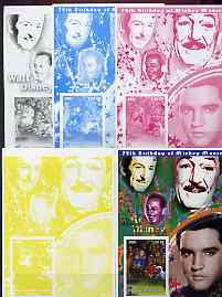 Congo 2001 75th Birthday of Mickey Mouse s/sheet #08 showing Alice in Wonderland with Elvis & Walt Disney in background, the set of 5 imperf progressive proofs comprising the 4 individual colours plus all 4-colour composite (as issued) all unmounted mint