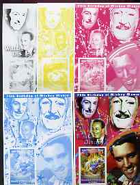 Congo 2001 75th Birthday of Mickey Mouse s/sheet #09 showing Alice in Wonderland with Elvis & Walt Disney in background, the set of 5 imperf progressive proofs comprising the 4 individual colours plus all 4-colour composite (as issued) all unmounted mint