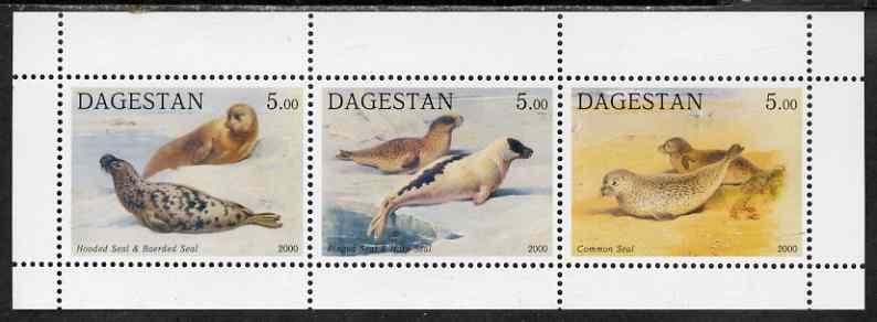 Dagestan Republic 2000 Seals perf sheetlet containing 3 values unmounted mint