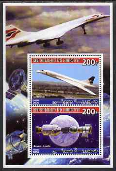 Djibouti 2006 Concorde & Apollo-Soyuz perf sheetlet containing 2 values unmounted mint