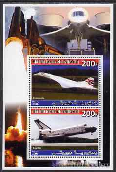 Djibouti 2006 Concorde & Space Shuttle perf sheetlet containing 2 values unmounted mint