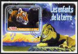 Central African Republic 2005 Young Animals of the World #3 (Big Cats) perf souvenir sheet containing 1 value with Scout logo, fine cto used