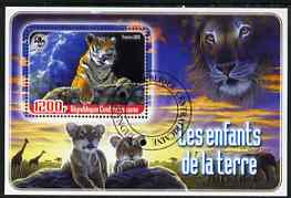 Central African Republic 2005 Young Animals of the World #4 (Big Cats) perf souvenir sheet containing 1 value with Scout logo, fine cto used