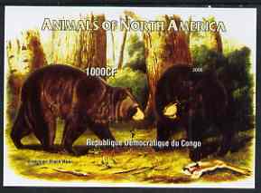 Congo 2005 Audubon Animals of North America (Bears) imperf m/sheet unmounted mint
