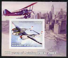 Benin 2003 100 Years of Aviation #1 imperf m/sheet (Lockheed P-38J 1939) unmounted mint
