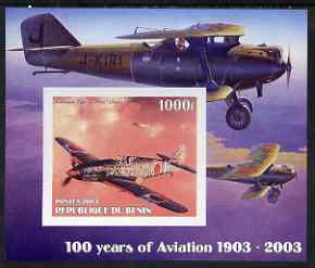 Benin 2003 100 Years of Aviation #2 imperf m/sheet (Kawasaki Type 3 1941) unmounted mint