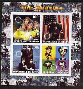 Benin 2003 The Beatles imperf sheetlet containing set of 4 values each with Rotary International Logo unmounted mint