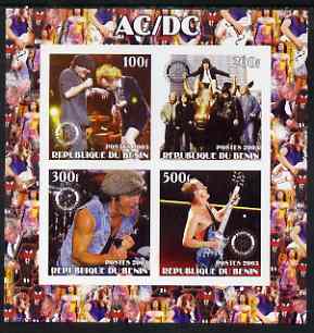 Benin 2003 AC/DC imperf sheetlet containing set of 4 values each with Rotary International Logo unmounted mint