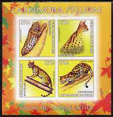 Benin 2003 World Fauna #05 - Ocelots imperf sheetlet containing 4 values unmounted mint