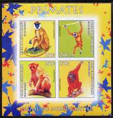 Benin 2003 World Fauna #13 - Primates imperf sheetlet containing 4 values unmounted mint