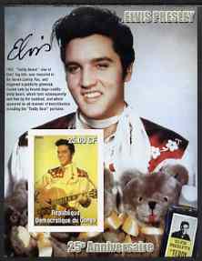 Congo 2002 25th Death Anniversary of Elvis Presley imperf souvenir sheet #5 (1957 colour pic of Elvis with Teddy Bears) unmounted mint