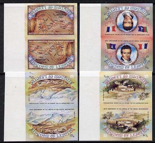 Lesotho 1983 French Missionaries Anniversary set of 4 in unmounted mint IMPERF tete-beche pairs, as SG 550a-53a