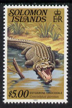 Solomon Islands 1979 Crocodile $5 (with imprint) unmounted mint, from Reptiles def set SG 403B, gutter pairs available price x 2