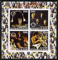 Benin 2003 Queen (pop group) #1 imperf sheetlet containing set of 4 values each with Rotary International Logo unmounted mint