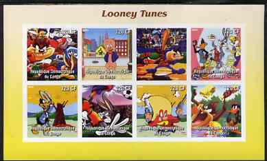 Congo 2003 Looney Tunes #1 imperf sheetlet containing 7 values plus label unmounted mint