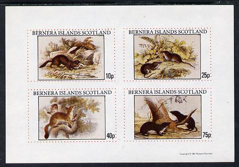 Bernera 1981 Woodland Wildlife imperf sheetlet containing set of 4 values unmounted mint