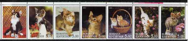 Buriatia Republic 2001 Kittens perf set of 7 values complete unmounted mint