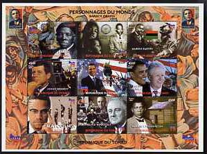 Chad 2008 Personalities of the World - Barack Obama perf sheetlet containing set of 9 values unmounted mint