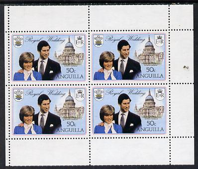 Booklet - Anguilla 1981 Royal Wedding two 50c booklet panes of 4 each with double black showing wmks sideways and sideways inverted (as SG 468ab)