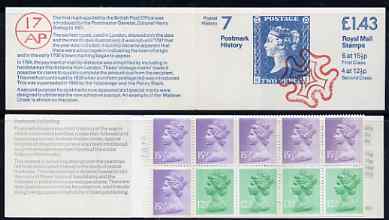 Booklet - Great Britain 1981-85 Postal History series #07 (Postmark History & 2d blue) Â£1.43 booklet complete with cyl number in margin at left SG FN6A