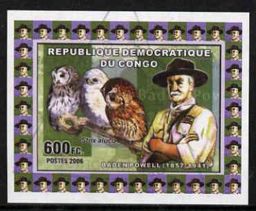Congo 2006 Baden Powell #4 with Tawny Owl imperf sheetlet cto used