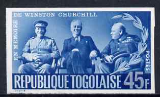 Togo 1965 Churchill Commemoration 45f blue (With Stalin & Roosevelt at Teheran) imperf, unmounted mint as SG 426