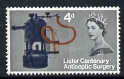 GB Great Britain 1965 Joseph Lister's Discovery of Antiseptic Surgery 4d (phos) with naroow band at left and broad band at right, unmounted mint SG 667pb