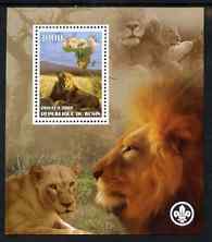 Benin 2007 Lions perf m/sheet with Scout Logo, unmounted mint