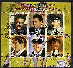 Djibouti 2007 Elvis Presley - King of Rock 'n' Roll #2 perf sheetlet containing 6 values fine cto used