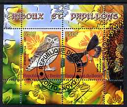 Benin 2007 Butterflies & Owls #1 perf s/sheet containing 2 values fine cto used 
