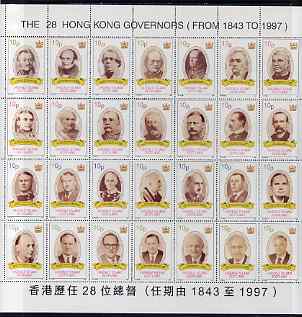 Easdale 1997 The 28 Governors of Hong Kong perf sheet containing 28 values unmounted mint (sheet folded along perfs)