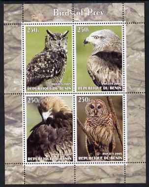 Benin 2005 Birds of Prey perf sheetlet containing 4 values unmounted mint