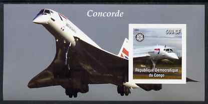 Congo 2004 Concorde #1 imperf souvenir sheet with Rotary Logo, unmounted mint