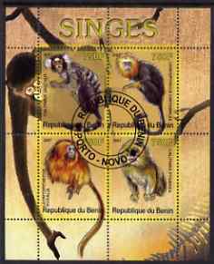 Benin 2007 Primates perf sheetlet containing 4 values fine cto used