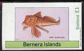 Bernera 1983 Fish (Gurnard) imperf souvenir sheet (Â£1 value) unmounted mint