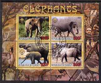 Djibouti 2007 Elephants perf sheetlet containing 4 values fine cto used 