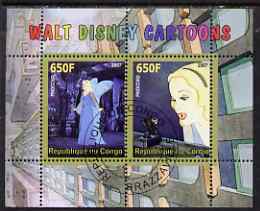 Congo 2007 Walt Disney Cartoons perf s/sheet #06 containing 2 values fine cto used