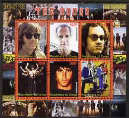 Congo 2007 The Doors (pop group) perf sheetlet containing 6 values fine cto used