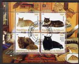 Djibouti 2008 Domestic Cats #1 perf sheetlet containing 4 values fine cto used