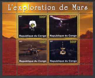 Congo 2007 Conquest of Mars perf sheetlet containing 4 values unmounted mint