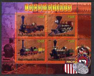 Benin 2007 Locomotives #1 perf sheetlet containing 4 values unmounted mint