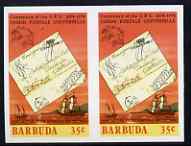 Barbuda 1974 Ship Letter of 1833 35c Imperf pair (from UPU set) unmounted mint as SG 177