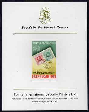 Barbuda 1974 Stamps of 1922 $1.20 imperf proof mounted on Format International proof card as SG 178
