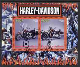 Benin 2008 Harley Davidson Motorcycles perf sheetlet containing 2 values fine cto used