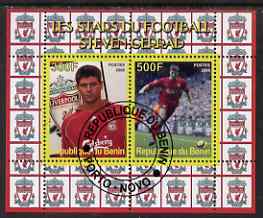Benin 2008 Football Stars perf sheetlet #1 containing 2 values (Steven Gerrad) fine cto used