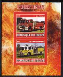 Djibouti 2008 Fire Engines #1 imperf sheetlet containing 2 values, unmounted mint
